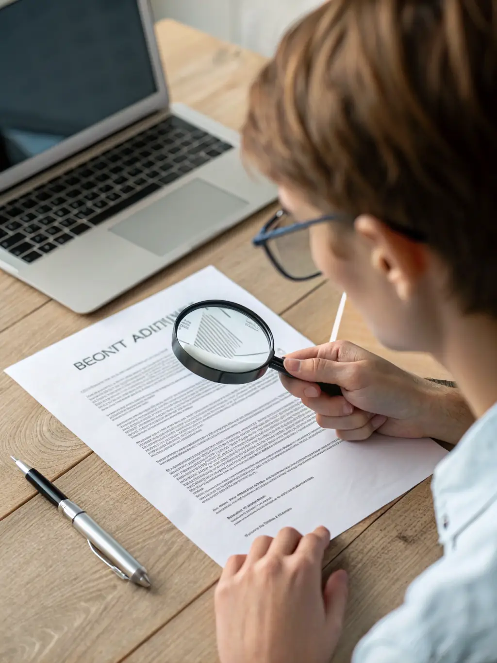 A person reviewing timeshare documents at a desk, highlighting the initial assessment stage.